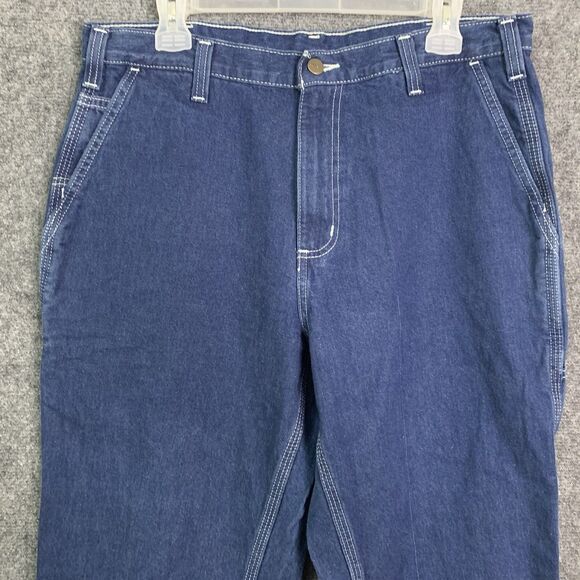 Carhartt Jeans Men 34x30 Dark Wash Carpenter Cotton Dungaree Fit Denim Workwear - Picture 2 of 12